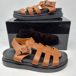 Women's Brown Fisherman Gladiator Platform Sandals Buckle Size US 12-12.5 EU 43